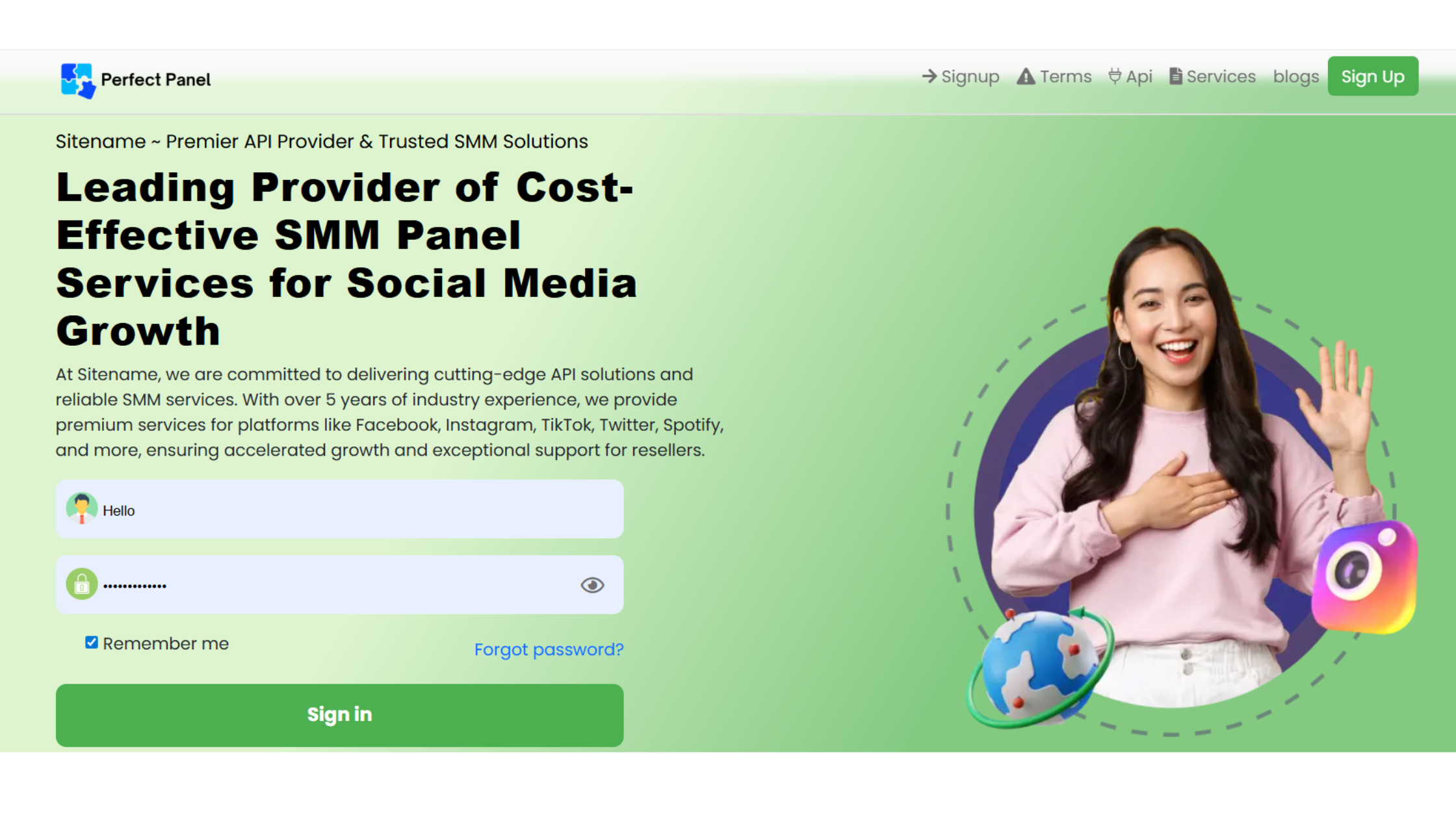 SMM Green - Perfect Panel Complete Website